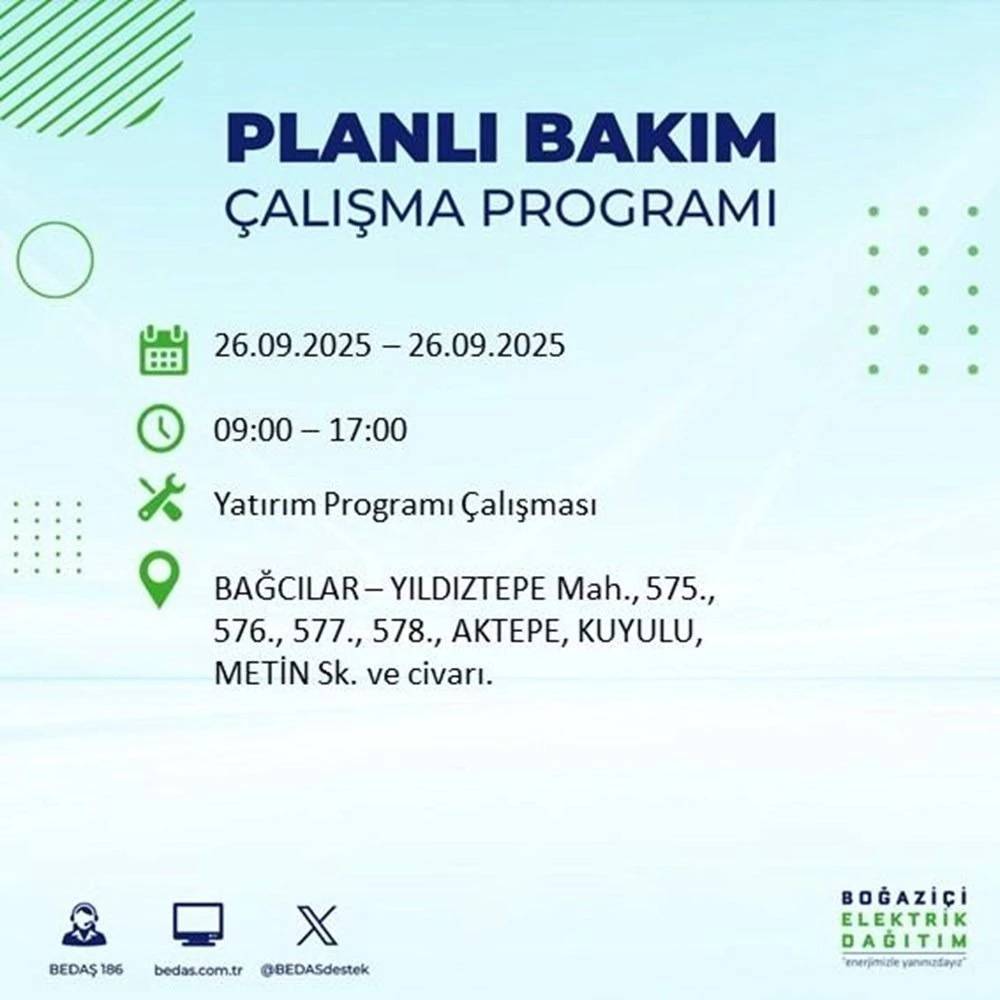 İstanbul’da elektrik alarmı! 23 ilçede 10 saatlik kesinti listesi açıklandı 15